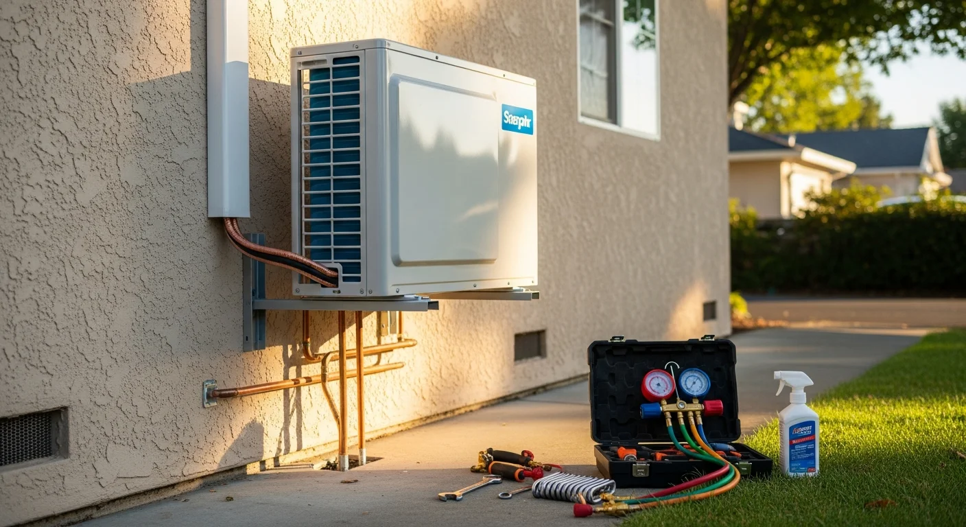 Air conditioning unit installation on home exterior
