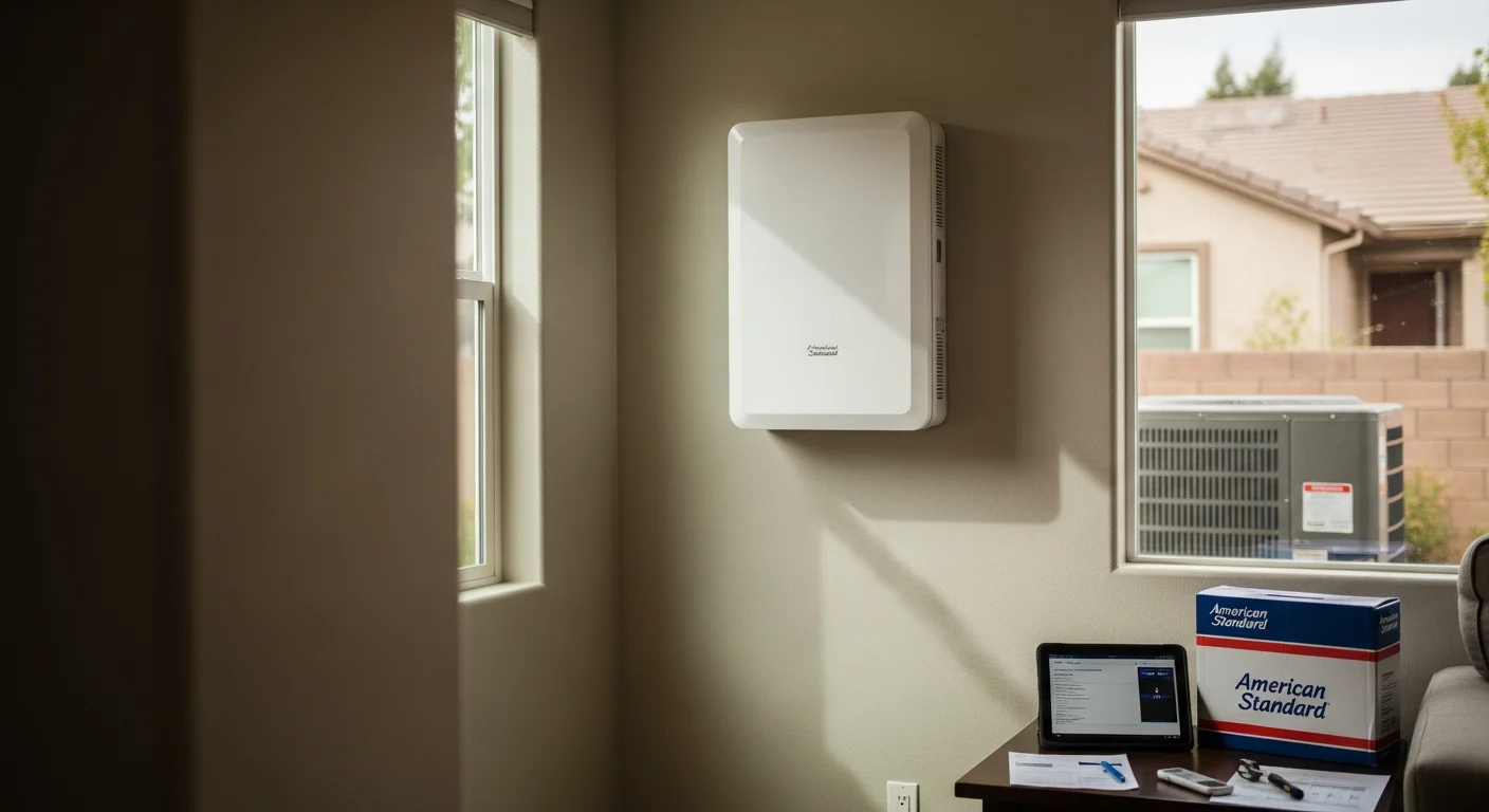 HVAC technician installing heating and cooling system